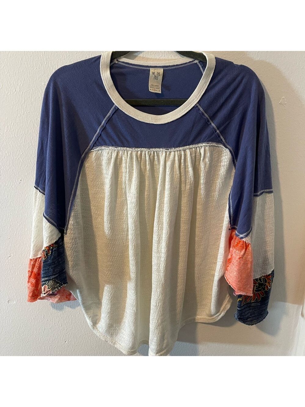 WE THE FREE by Free People colorblock Friday Fever thermal top butterfly sleeves